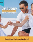 UV Buddy 28 Pack Bear Shaped UV Detection Stickers for Sunscreen - Fun Kid Friendly Sun Protection Reminder for Parents Adults | Waterproof Sunscreen Patch UV Patch Sunblock Stickers for Reapplying