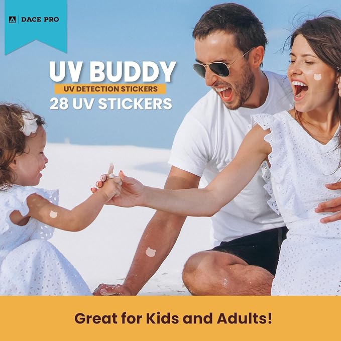 UV Buddy 28 Pack Bear Shaped UV Detection Stickers for Sunscreen - Fun Kid Friendly Sun Protection Reminder for Parents Adults | Waterproof Sunscreen Patch UV Patch Sunblock Stickers for Reapplying