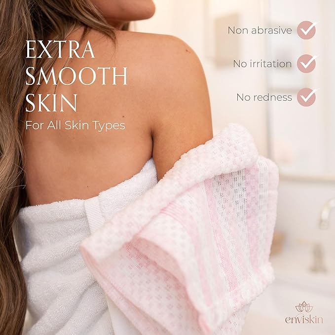 Dermaglow Exfoliating Towel-Dual Texture Washcloth for All Skin Types-Easy to Use Japanese Exfoliating Shower Towel for Women & Men- Body Scrubber Wash Cloth
