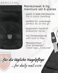 3 Swords Germany - brand quality 6 piece manicure pedicure grooming kit set for professional nail care with black synthetic leather case - Made in Germany