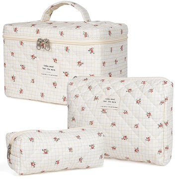 Makeup bag, quilted makeup bag,large