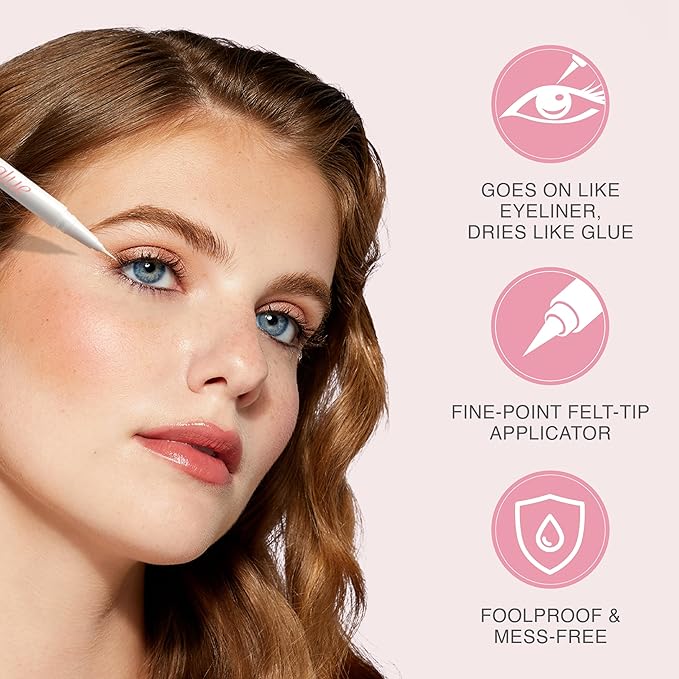 KISS Clear Lash GLUEliner, Felt-Tip Eyelash Adhesive, Clear Matte Finish, Foolproof Application, Easy Touch-Up, 0.02 Oz. 0.02 Fl Oz (Pack of 1)