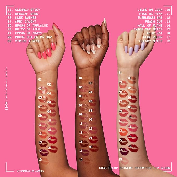 NYX PROFESSIONAL MAKEUP Duck Plump High Pigment Plumping Lip Gloss with Spicy Ginger, Vegan Lip Makeup - Hall Of Flame (True Red)