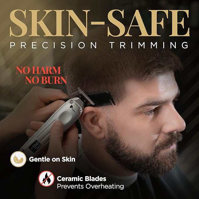 Fagaci Professional Hair Clippers for Men with Superior Precision, Brushless Motor Barber Clippers and Trimmers Set, 5X Longer Sharpness Hair Cutting Kit, Mens Haircut Cordless Clipper for Barber