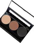 Matte Black, Medium Brown and Off White Vegan Eyeshadow Trio Palette; Talc, Paraben & Cruelty Free