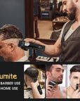 4 in 1 Hair Clippers for Men, Professional T-Blade Trimmer, Electric Foil Shaver, Nose Hair Trimmer, Cordless, LCD Display, Grooming Kit(Black)
