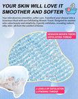 3D Wave Weave Japanese Exfoliating Washcloth, Long Exfoliating Back Scrubber for Shower, Hygienic Body Scrub Towel, Korean Style, Aqua (Normal)