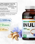 BIO KRAUTER Inulin Powder Capsules - 1200 mg Strength - 250 Count - Fiber Supplement - Chicory Root Fiber Capsules for Digestive Support - Pure Soluble Fiber Supplements - Vegan Inulin Capsules