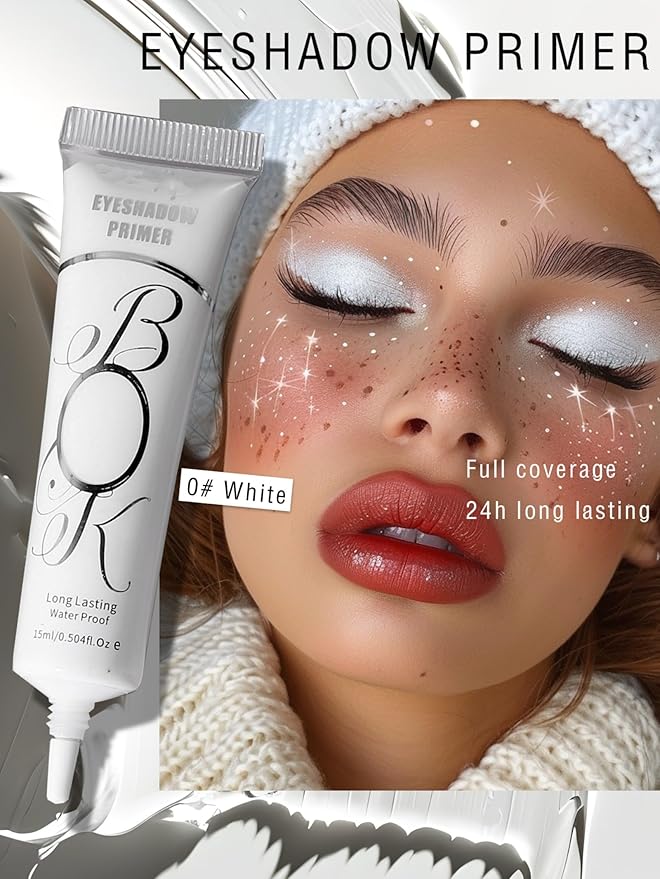 MAEPEOR Matte Eyeshadow Primer 6 Colors Prevent Oily Lids and Creasing Eye Primer Base Long-lasting Waterproof & Smudgeproof Eye Base Makeup for All Shadows (0 White)