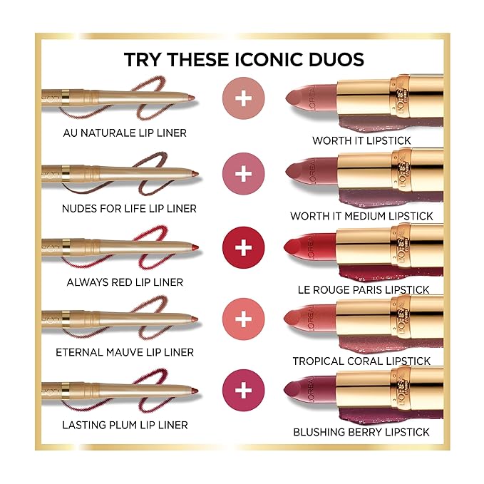 L'Oreal Paris Colour Riche Lip Liner Pencil, Creamy Lip Liner with Omega 3 and Vitamin E, 782 Toffee To Be (Warm Deep Brown), Pack of 2