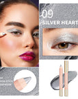 Oulac Silver Glitter Eyeshadow Pencil - Waterproof Eye Shadow Stick Smooth and Long Lasting, Shimmering Glitter Finish, Blendable Eyes Makeup, Vegan & Cruelty-Free 3.8g, (09) Silver Heart