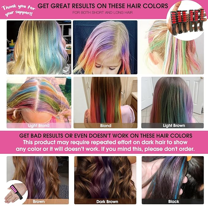 MSDADA New Hair Chalk Comb Temporary Hair Color Dye for Girls Kids with Light Color Hair, Washable Hair Chalk for Girls Age 4 5 6 7 8 9 10 Birthday Cosplay DIY, Christmas, New Year(Red)