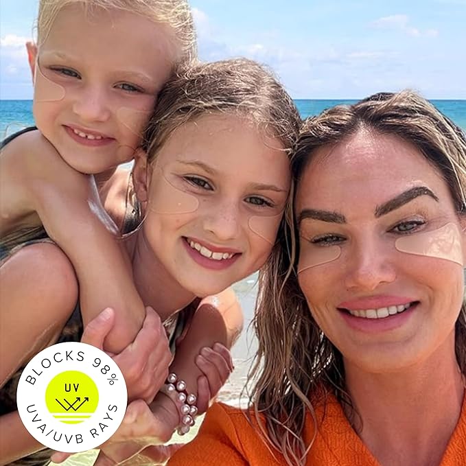 Sun Patch, Reusable Under Eye Sunblock Patches, 100% Silicone Sunscreen Under Eye Patches for UV Protection, Face Stickers with UPF 50, 1 Pack/4 Pairs, Sunkiss (Nude) (Golf, Surf, Swim, Ski & Snow)