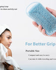 2 PC Silicone Body Scrubber, 2 in 1 Exfoliating Shower Bath Scrubber, Soft Silicone Loofah for Sensitive Skin, Shower Hair Scalp Massager, Easy to Clean, Lather Well (Grey&Blue)