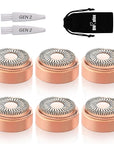 Replacement Heads for Flawless Facial Hair Remover, Gen 2 Replacement Blades Compatible with Finishing Touch Flawless Hair Removal, 18K Gold Painless Razor Head for Women（6 Pack）