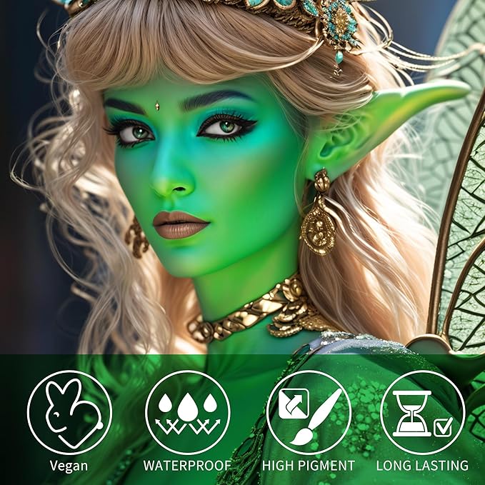 MEICOLY Lime Green Face Body Paint Stick for Halloween SFX Witch Hulk Cosplay Makeup,Elphaba Green Face Paint,Hunting Camo Face Paint,Waterproof Eye Black Stick for Baseball Softball Football Lacrosse