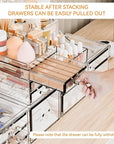 Yieach 3 Pack Clear Makeup Organizer Countertop for Dresser,Vanity and Bathroom Counter Organizer,Tiered Stackable Makeup Acrylic Organizers with 9 Drawer for Skincare,Brush and Make up Holders