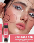Cream Blush Stick with Brush, Waterproof, Long Lasting, Skin Tones