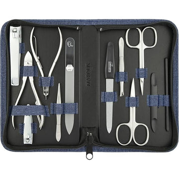 Manicure Set Women and Men – 12-Piece Professional Grooming Kit with Premium Tools, Artificial Leather Case, and exclusive Glass Nail File for Hand & Foot Care, German Quality