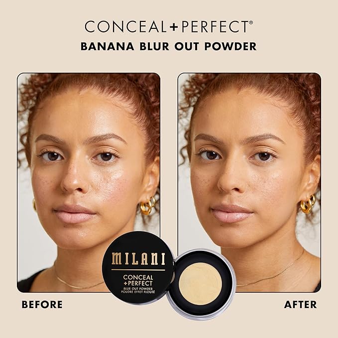 Milani Conceal + Perfect Setting Powder Makeup -Banana Blur Out Talc-free Formula, Pore Blurring Filtered Finish
