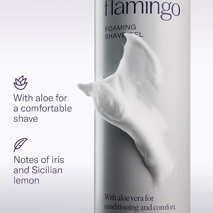 Flamingo Razors for Women Shave Set, 1 Women's Razor Handle (Lilac), 2 Razor Five-Blade Refills, 1 oz. Foaming Shave Gel, and 1 Shower Holder
