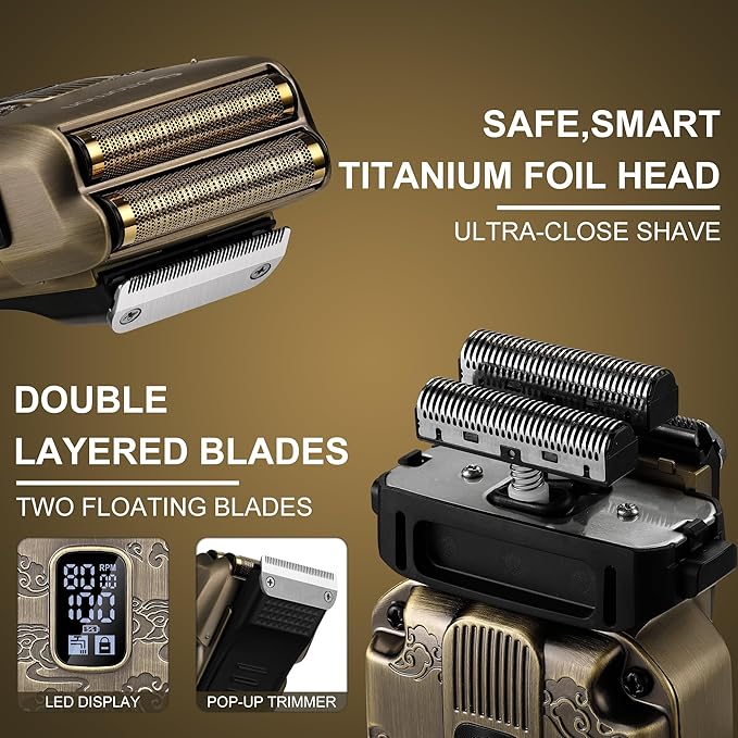 Foil Shavers for Men Beard Trimmer Electric Razor for Men Bald Head Hair Shaving Kit Cordless Waterproof