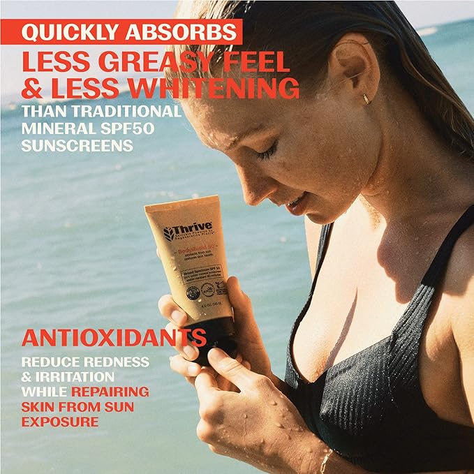 Thrive Natural Care Reef Safe Sunscreen SPF50 - Hawaii 104 Reef Act Compliant - Mineral Sunscreen Non-Nano Zinc Oxide - Vegan, (5.8 Oz (Pack of 2))