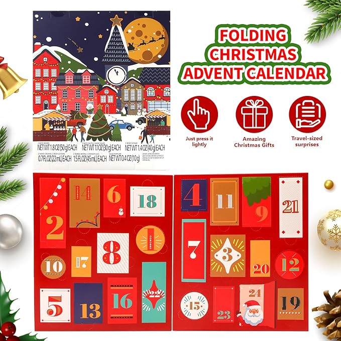 Advent Calendar 2025 Gift Set for Women, 24pcs Holiday Gifts with Body Lotion, Hand Cream, Shower Gel, Bath Bomb, Spa Gifts Basket, New Year Gifts for Women
