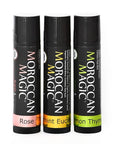 Moroccan Magic Organic Lip Balm Variety 3 Pack | Rose, Peppermint Eucalyptus, Lemon Thyme | Ultra Hydrating Argan and Essential Oils | Smooth Application | Non-Toxic Cruelty Free | Natural Gift Set
