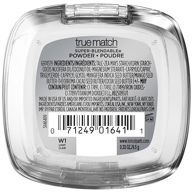 L'Oreal Paris True Match Super Blendable Oil Free Foundation Powder, W1 Light, 0.33 oz, Packaging May Vary