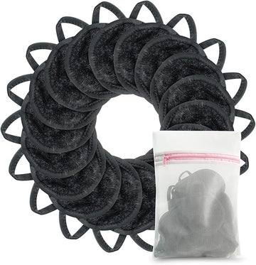 Nugilla 18 Packs Reusable Makeup Remover Pads with a Washable Laundry Bag, Resuable Microfiber Round Towel Skin Face Towels, Soft Makeup Remover Cloth, Fast Drying Washcloth (Grey)