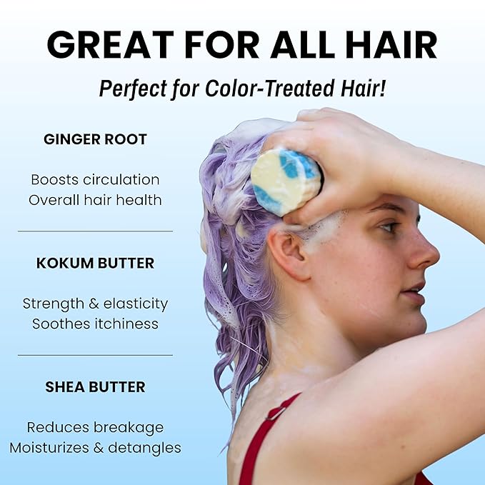 Otter co. Solid Shampoo for Color Treated Hair – Keratin & Argan oil – Swimmers Shampoo Anti Chlorine – Coconut milk, Jojoba oil, Ginger, Green Tea, Rosemary – Vegan, Sulfate Free – USA Made