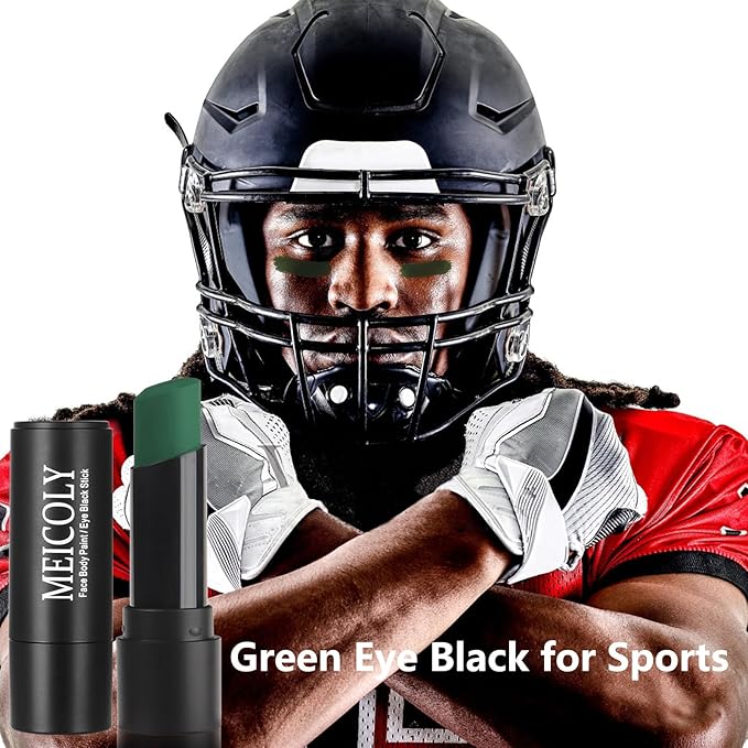 MEICOLY Green Face Body Paint Stick for Halloween SFX Cosplay Makeup,Witch Elphaba Green Face Paint, Camo Hulk Face Painting,Eye Black Stick,Waterproof Eye Black Baseball Softball Football Lacrosse