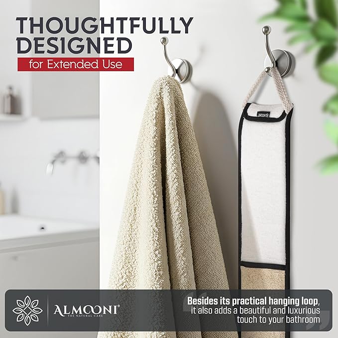 Sturdy Natural Loofah Back Scrubber for Shower for Men, Egyptian Loofah Body Scrubber Exfoliator and Washer for Men to Clean Your Back Deeply Like an Exfoliating Washcloth- 1 Count (1 Pack) - Black