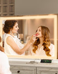FENNIO Vanity Mirror with Lights 32"x22", Lighted Makeup Mirror, Large Vanity Mirror, Touch Sensor with 3-Color Lighting, USB Charging Port for Vanity Desk（Square White）
