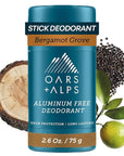 Oars + Alps Deodorant for Men & Women, Aluminum Free Deodorant for Men, Dermatologist Tested, Clean Ingredients, Non Toxic, Vegan, Long Lasting, Odor Protection, Bergamot Grove, 1pk, 2.6oz