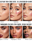 3Pcs Cream Contour Kit - Cream Blush, Highlighter, Contour Bronzer for Cheeks, Waterproof Long Lasting Blendable, Contour Stick Trio for Face Makeup (#01, 03, 04)