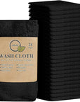 Softolle 100% Cotton Washcloths 24 Pack (12x12 Inches) Soft, Highly Absorbent Washcloth, Face Towels, Wash Cloths for Face, Ring Spun, Bulk Pack (Black)