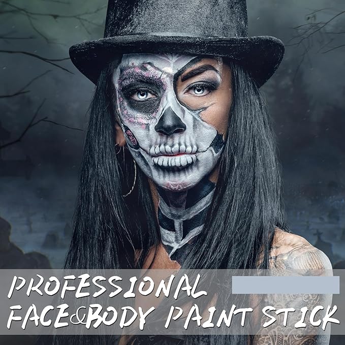Gray / Grey Face Body Paint Stick, Eye Black Stick for Sports, Waterproof Full-Coverage Grey Face Makeup for Halloween Grayscale Zombie Werewolf Stage Cosplay Makeup