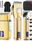 Suttik Hair Clippers for Men Professional, Cordless Beard Trimmer & Electric Shavers for Men, Mens Hair Clippers and Trimmer Kit for Barber with Case, Gold