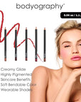 Bodyography Barely There Lip Pencil | Lip Liner Pencil with Coconut Oil, Vitamin E & C | Long-Lasting, Matte Liner for Definition & Color | Makeup Essential for Smooth Lip Contour