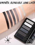 Black Eyeshadow Palette with Mirror Silver Gray Black Tones Matte Shimmer Smokey 6 Colors Mini Eye Shadow Pallet Travel Size Highly Pigmented for Vampire Clown Joker Goth Halloween Makeup