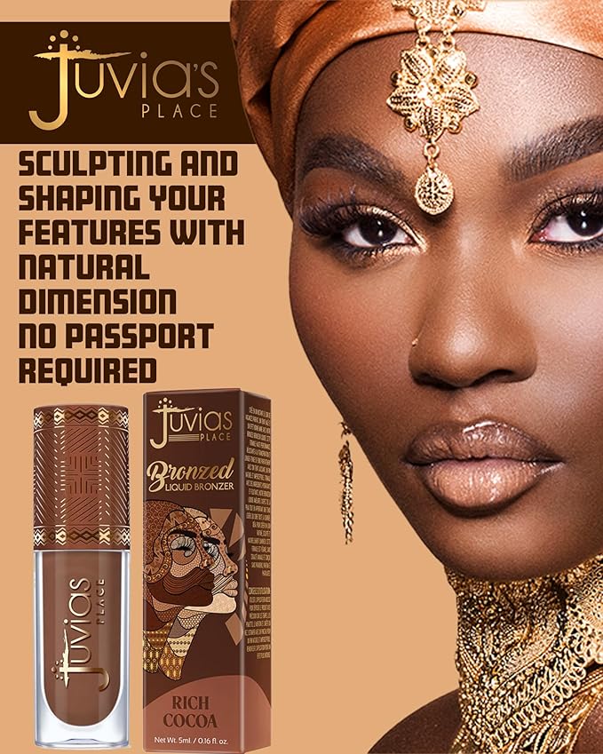 Juvia’s Place Bronzed Liquid Bronzer - Rich Cocoa - Liquid Bronzer for Face with Silky Blendable Texture - Buildable Coverage for Natural Contour & Dimension - Easy-to-Blend, Patch-Proof Formula