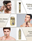 Electric Foil Shaver for Men, T-Blade Beard Trimmer Razor Nose Hair Trimmer Set, Cordless Rechargeable Beard Trimmers Professional Hair Clippers Kit with LCD, Gifts for Men Him Dad Fathers Day