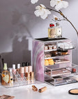 Sorbus Acrylic Makeup Organizer Set, 6-Drawer Vanity & Countertop Cosmetic Storage with Small & Wide Compartments, Tie Dye Makeup Storage for Brushes, Jewelry – Holiday Gift for Women & Teens