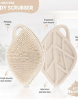 Sndyi Silicone Body Scrubber, Gentle Exfoliating Body Scrubber for Sensitive Skin, Leaf Shaped Shower Scrubber for Body with Lathering Bristles, Silicone Loofah Body Brush for Showering, Oatmeal