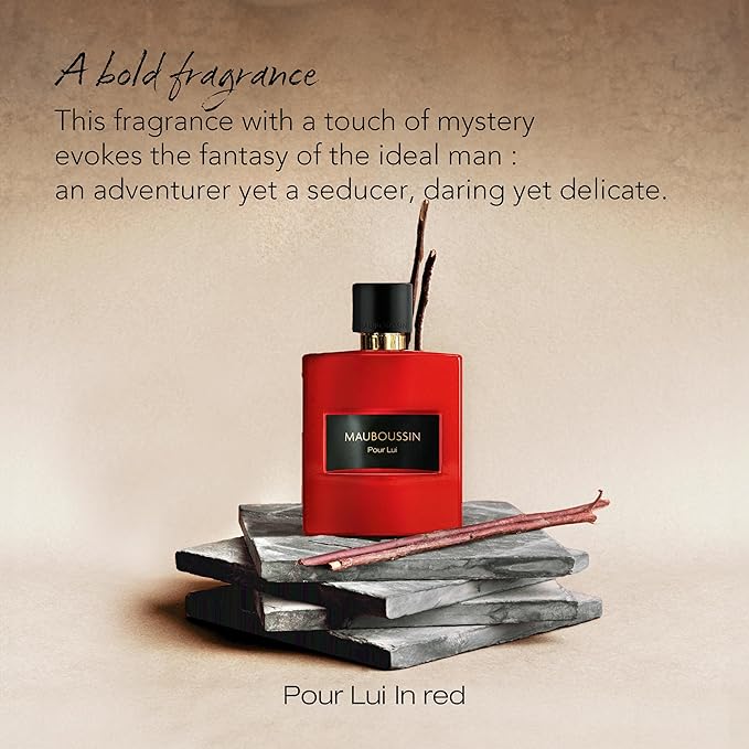 Mauboussin - Pour Lui In Red 100ml (3.3 Fl Oz) - Eau de Parfum for Men - Woody & Spicy Scents