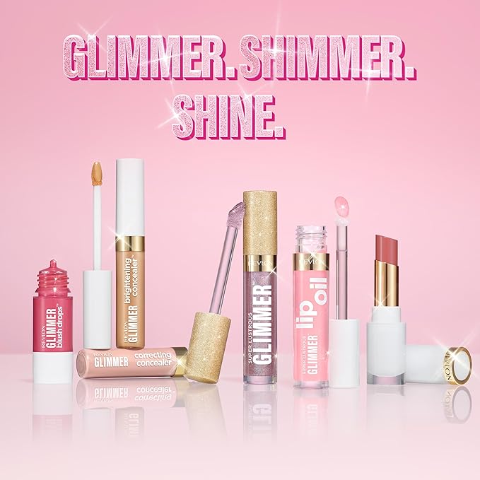 REVLON Super Lustrous Glimmer Lip Oil, Moisturizing & Tinted, Shiny Finish, Made with Plant-Based Squalane, 003 Glow Mama, 0.13 fl oz