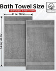 Infinitee Xclusives Luxury 100% Ring-Spun Cotton Bath Towels Set of 4 (27x54 inches) – Soft, Absorbent & Quick-Drying Towels for Bathroom, Gym, Spa & Hotel Use (Charming Grey, Bath Towels)