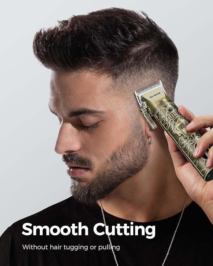 GLAKER Hair Clippers for Men Professional, Cordless Clippers for Hair Cutting, Mens Bear Trimmer, Electric Razor Barber Clippers Hair Trimmer, Gifts for Men (Gold)